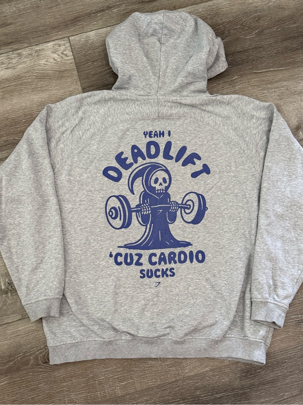 GYMSHARK Gray 'Deadlift' Graphic Hoodie Sweatshirt Size M
